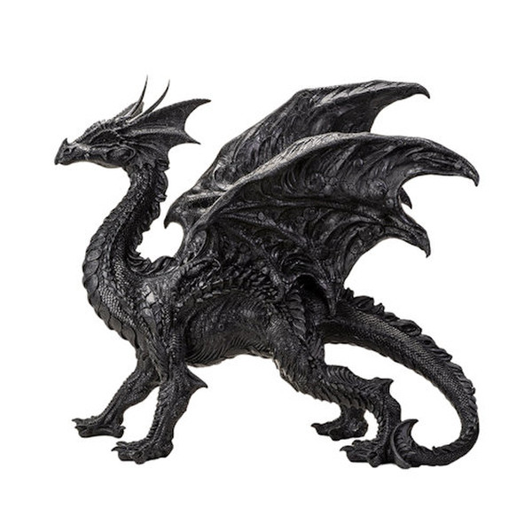 Shadow-Fire Sentinel Black Dragon Sculpture Perfectly sized for prominence